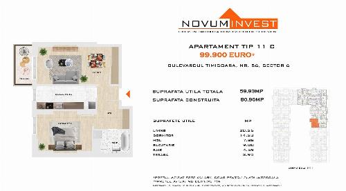 Apartment 2 rooms, nearby Metro Gorjului Commission 0%