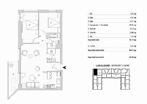 Inchiriere apartament 3 camere NOU