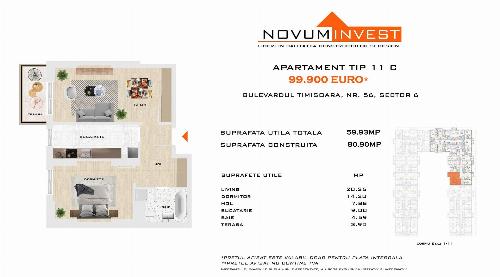 Apartment 2 rooms, nearby Metro Gorjului Commission 0%