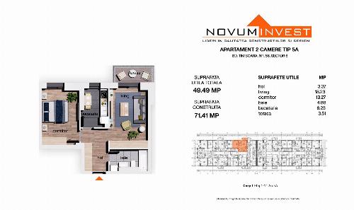 2 room apartment, near Gorjului Metro Commission 0% 4