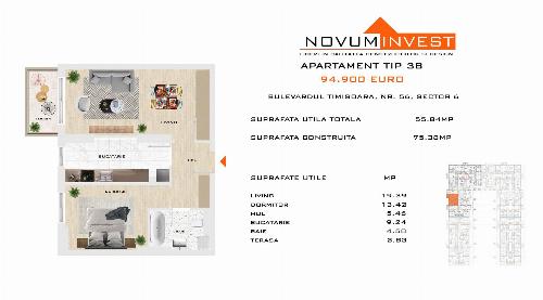 2 room apartment, near Gorjului Metro Commission 0% 14